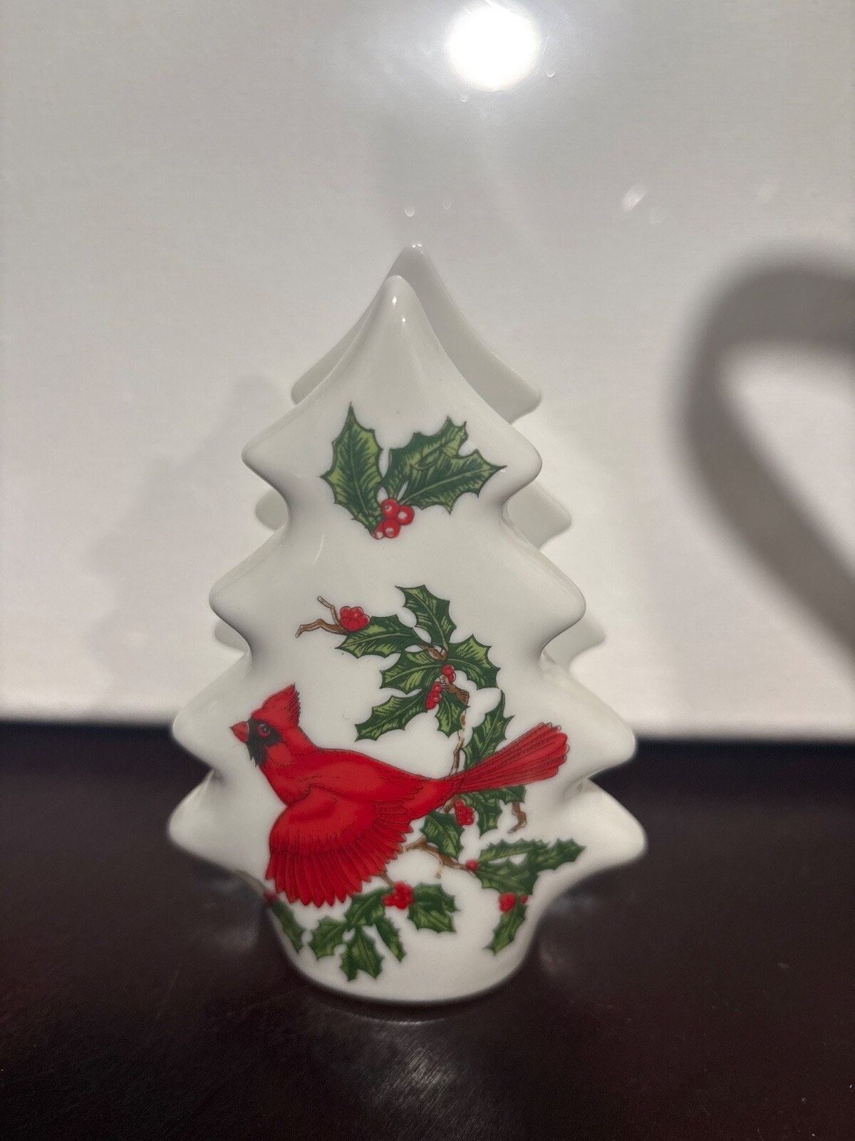 Vintage Lefton Christmas Cardinal Napkin Holder #1206 Ceramic Hand Painted