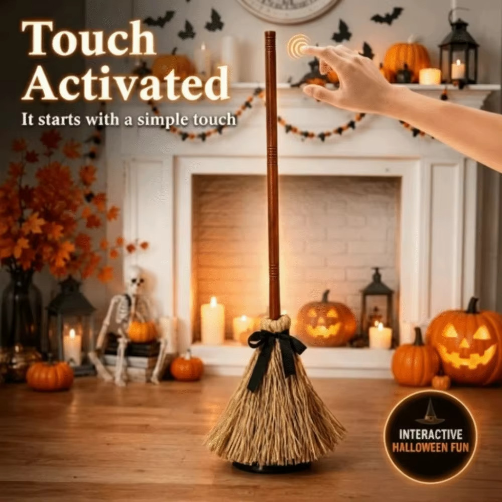Sound Activated Witch Broom Electric Plastic Haunted Dancing Broom Same Day 🚛✅