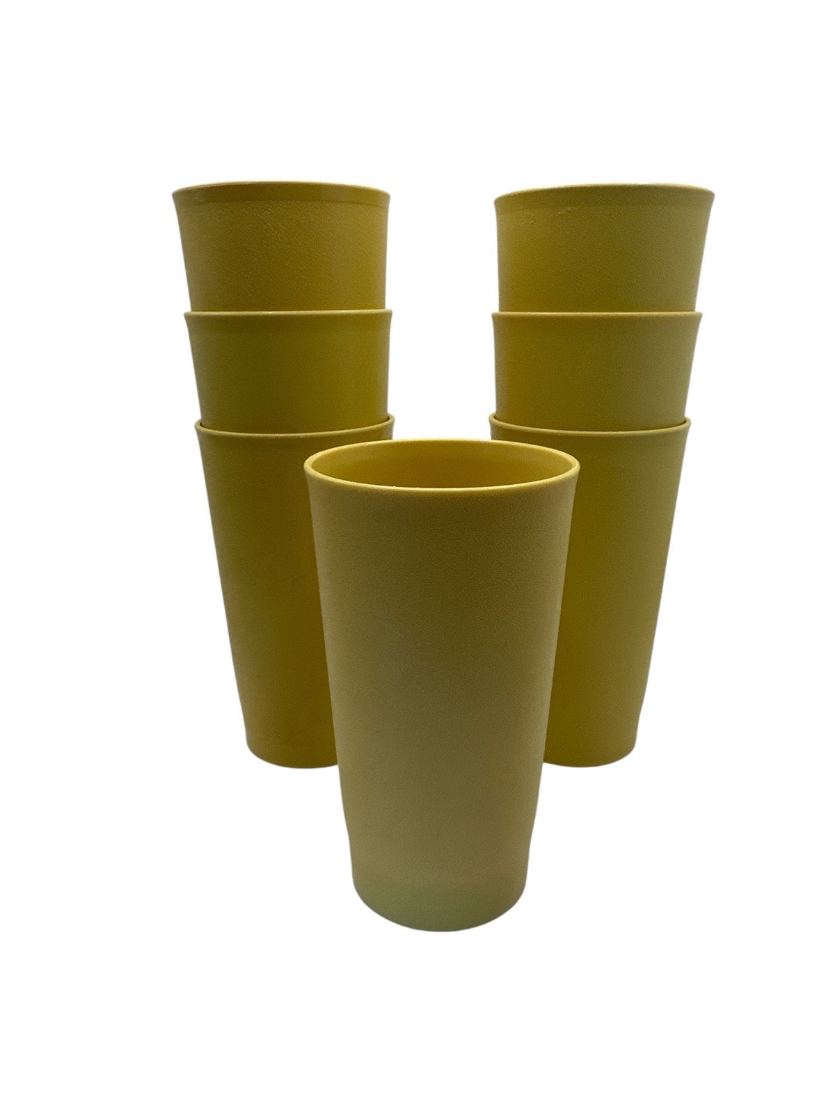 Vintage Tupperware #873 Yellow Drink Cups 12 Ounce Tumblers Harvest Gold 7