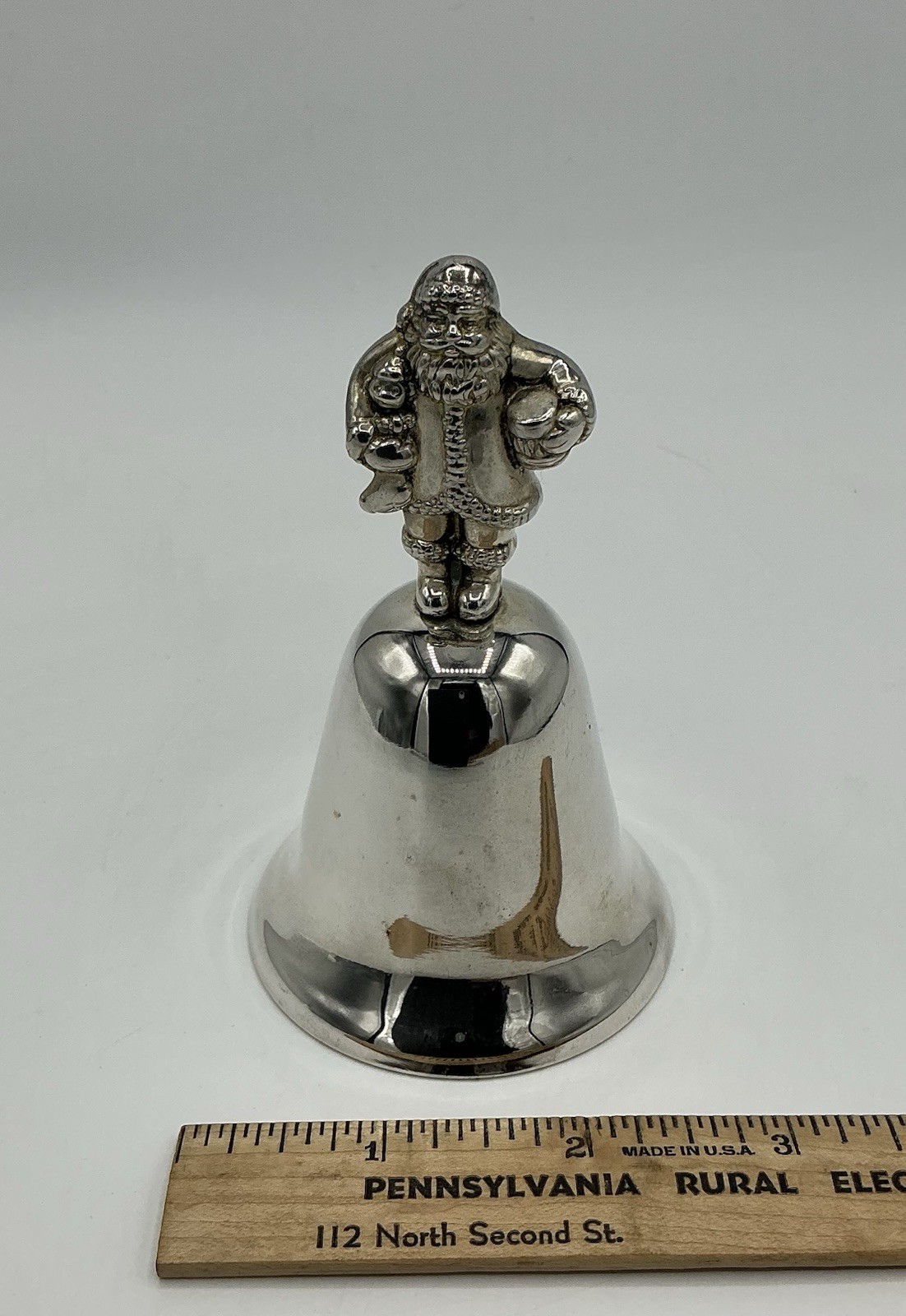 Vintage Santa Claus Christmas Bell Silverplate Holiday Collectible
