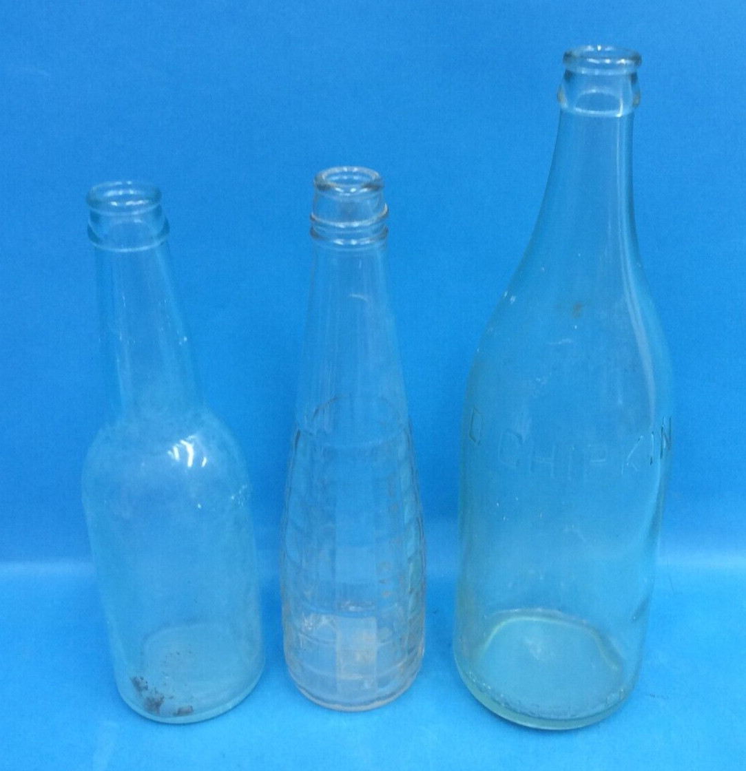 Lot 3 Blue Clear Glass Brooklyn New York Jacob Ruppert Brewery D Chipkin Bottles