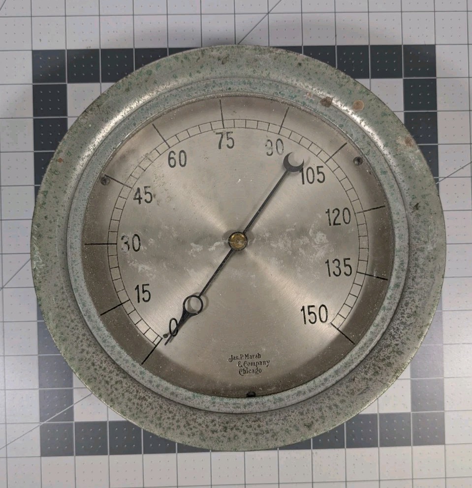 Vintage Jas. P Marsh & Company Steam Pressure Gauge Large 10\