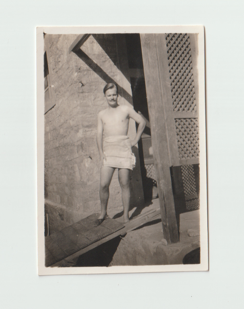 c.1930s Handsome Young British Soldier Wearing only a Towel Gay Int