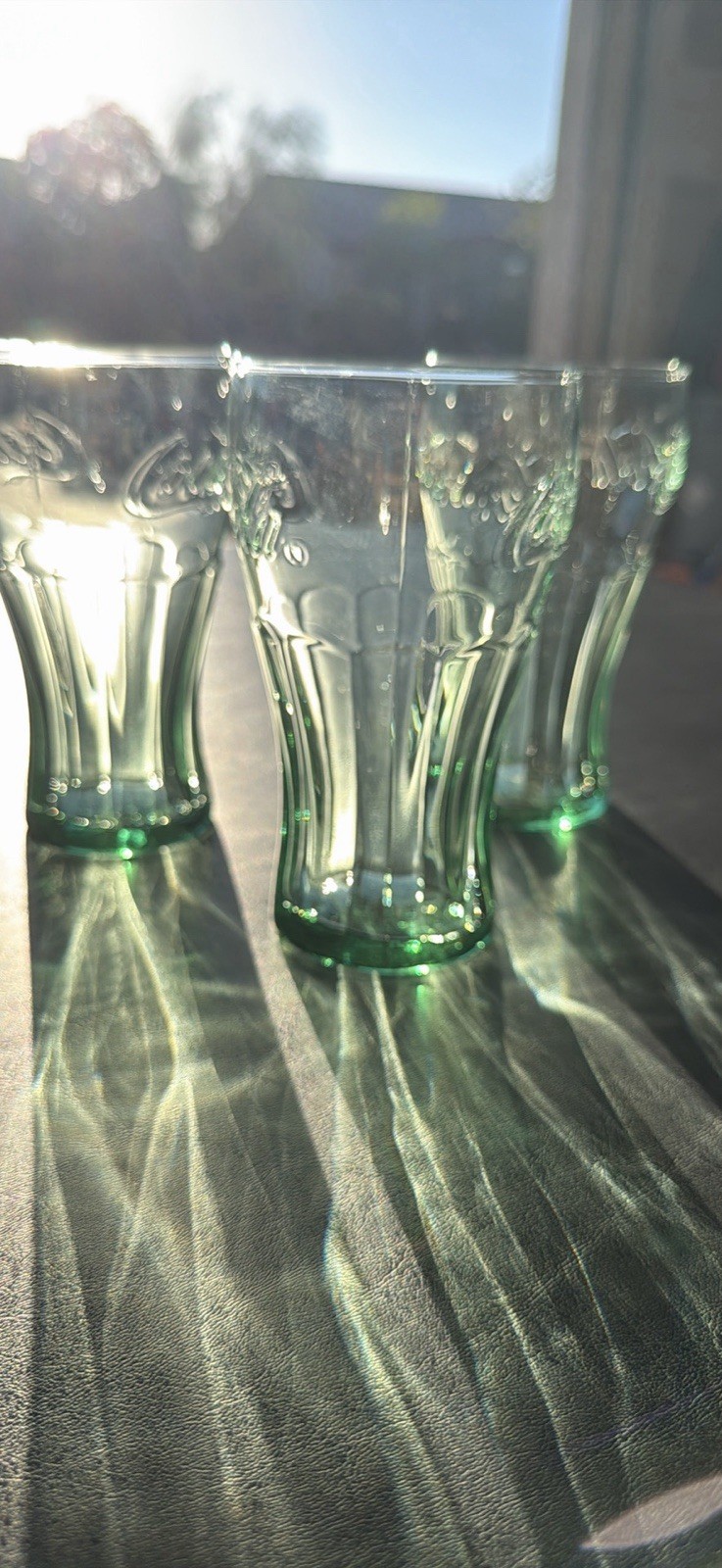 Vintage 90s Libbey Mini Coca-Cola Glasses Green Contour Set of 3 6oz