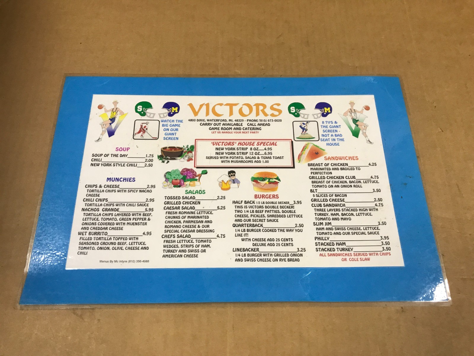 Vintage Victor's Restaurant Menu - Waterford, Michigan Vintage Victor's Restaurant Menu - Waterford, Michigan