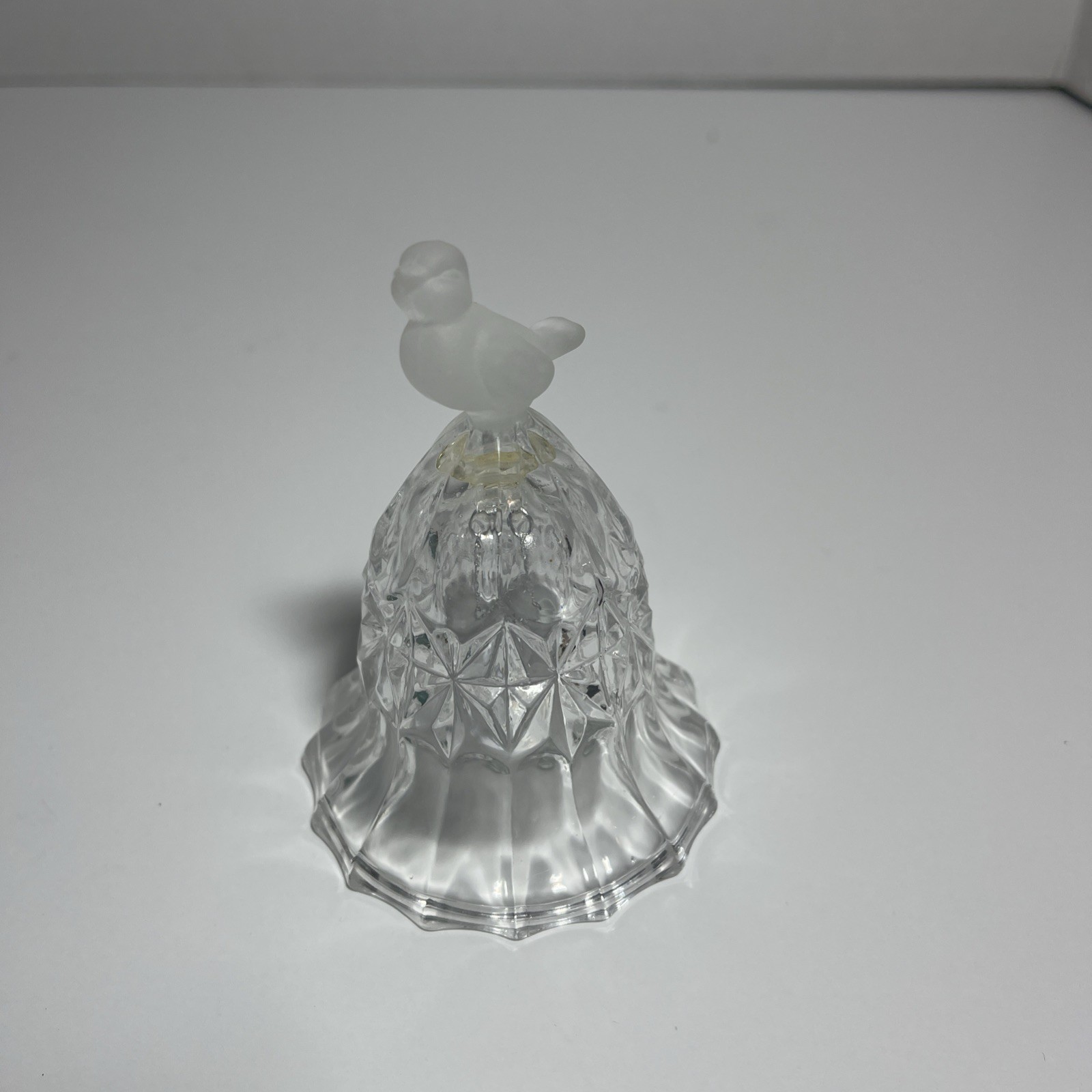 Lead Crystal Bell Frosted Bird With Clapper Clear Pretty