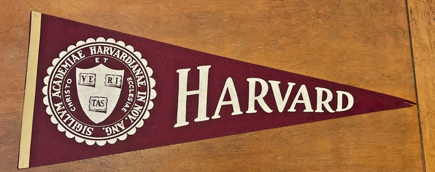 Vintage HARVARD UNIVERSITY Pennant Ivy League Red Felt Stitching Antique 29 1/2\ Vintage HARVARD UNIVERSITY Pennant Ivy League Red Felt Stitching Antique 29 1/2\