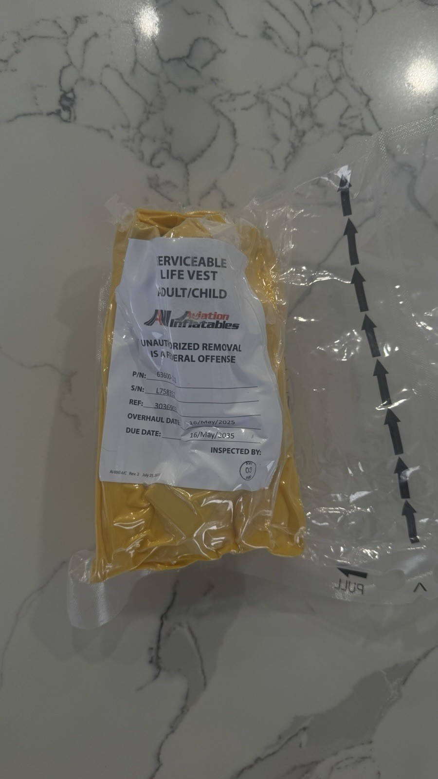 Life Vest Airplane Serviceable Life Jacket Adult Child Sealed Package New Airlin