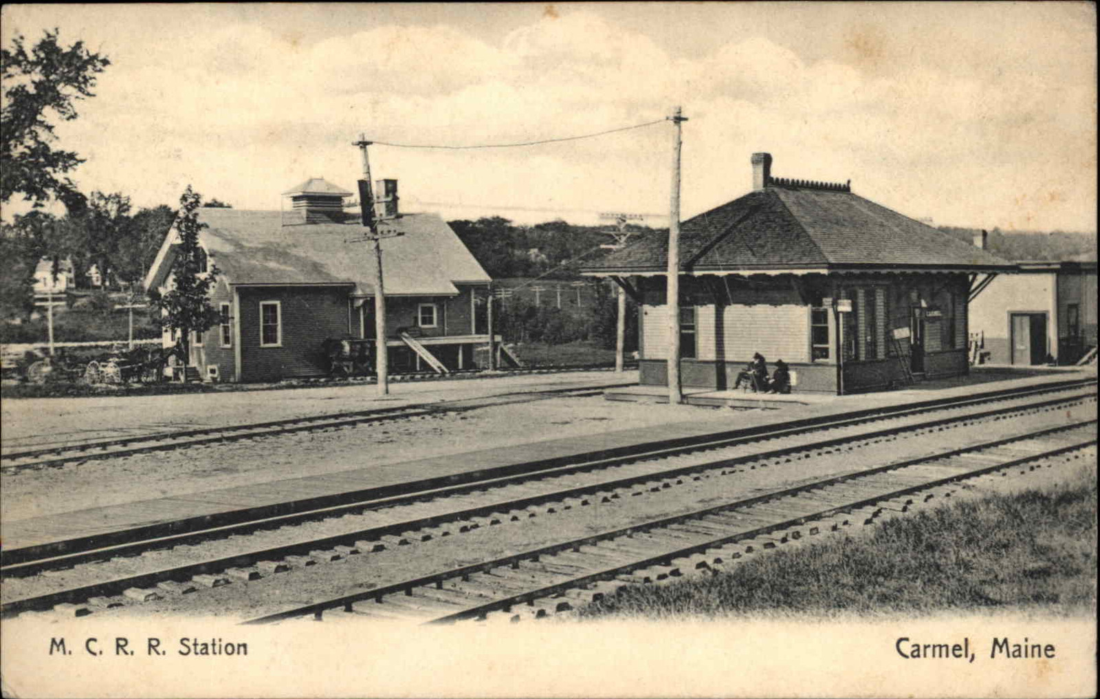Carmel Maine ME Train Station Depot MCRR c1910 Vintage Postcard