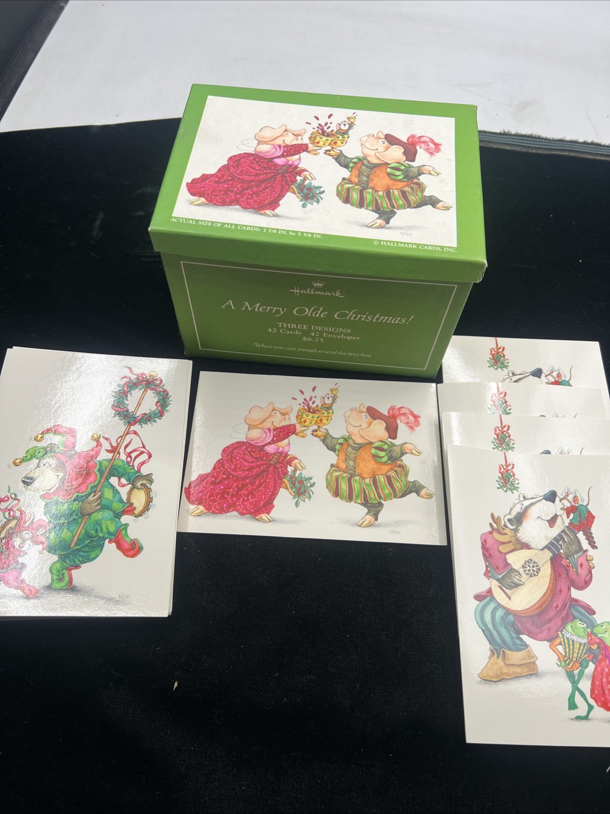 Vintage Hallmark Christmas Greeting Cards Boxed Merry Olde Ellen Medieval Animal
