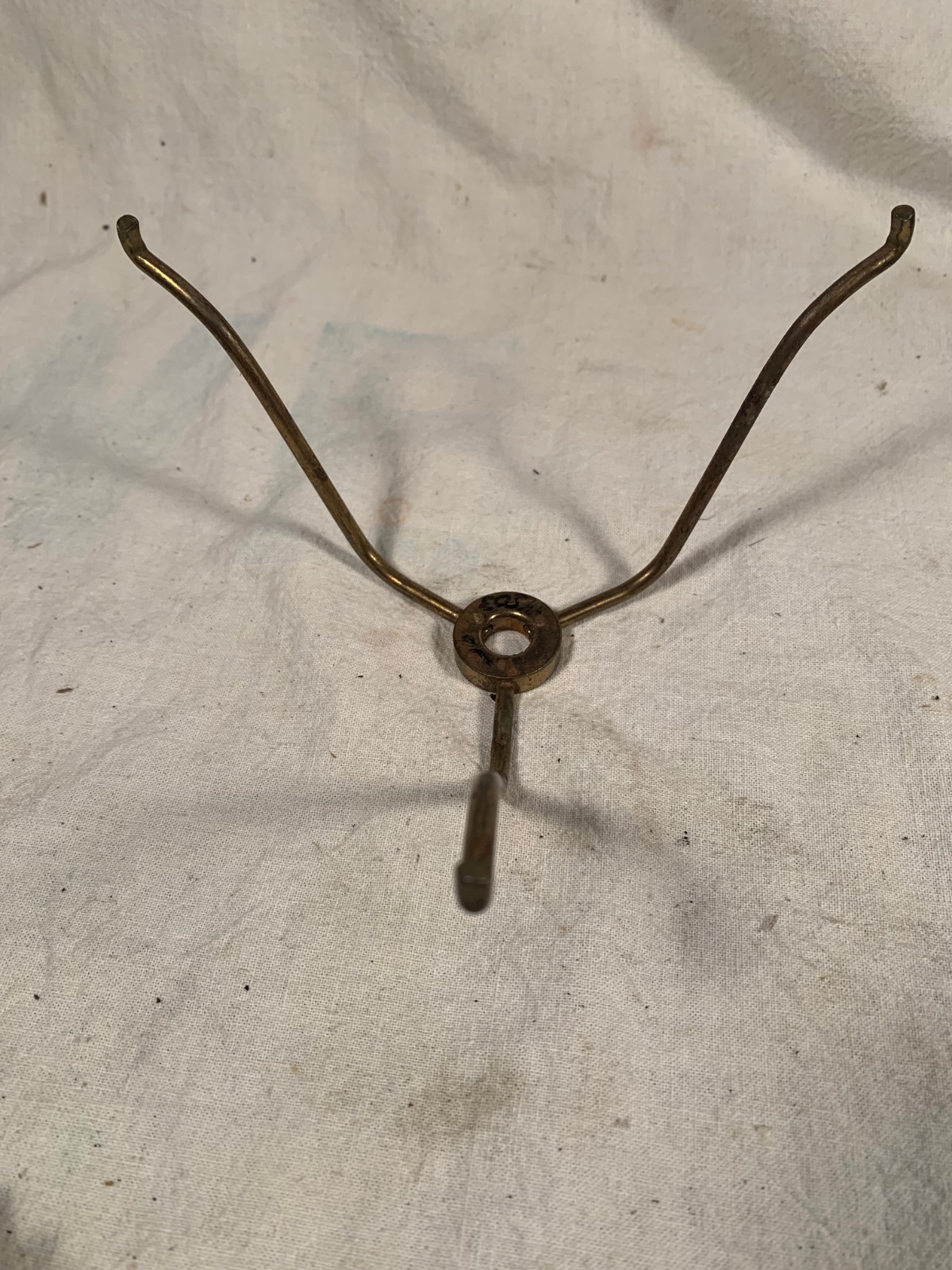 Vintage Brass patina 7in Shade Tripod Electric Lamp