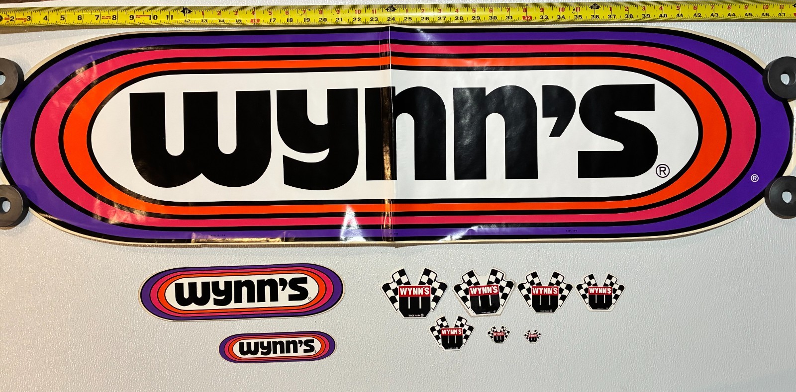 1969 Original Very Rare  4 Ft.x 12 1/2 in. and 12 in. long Wynn Stickers + more.