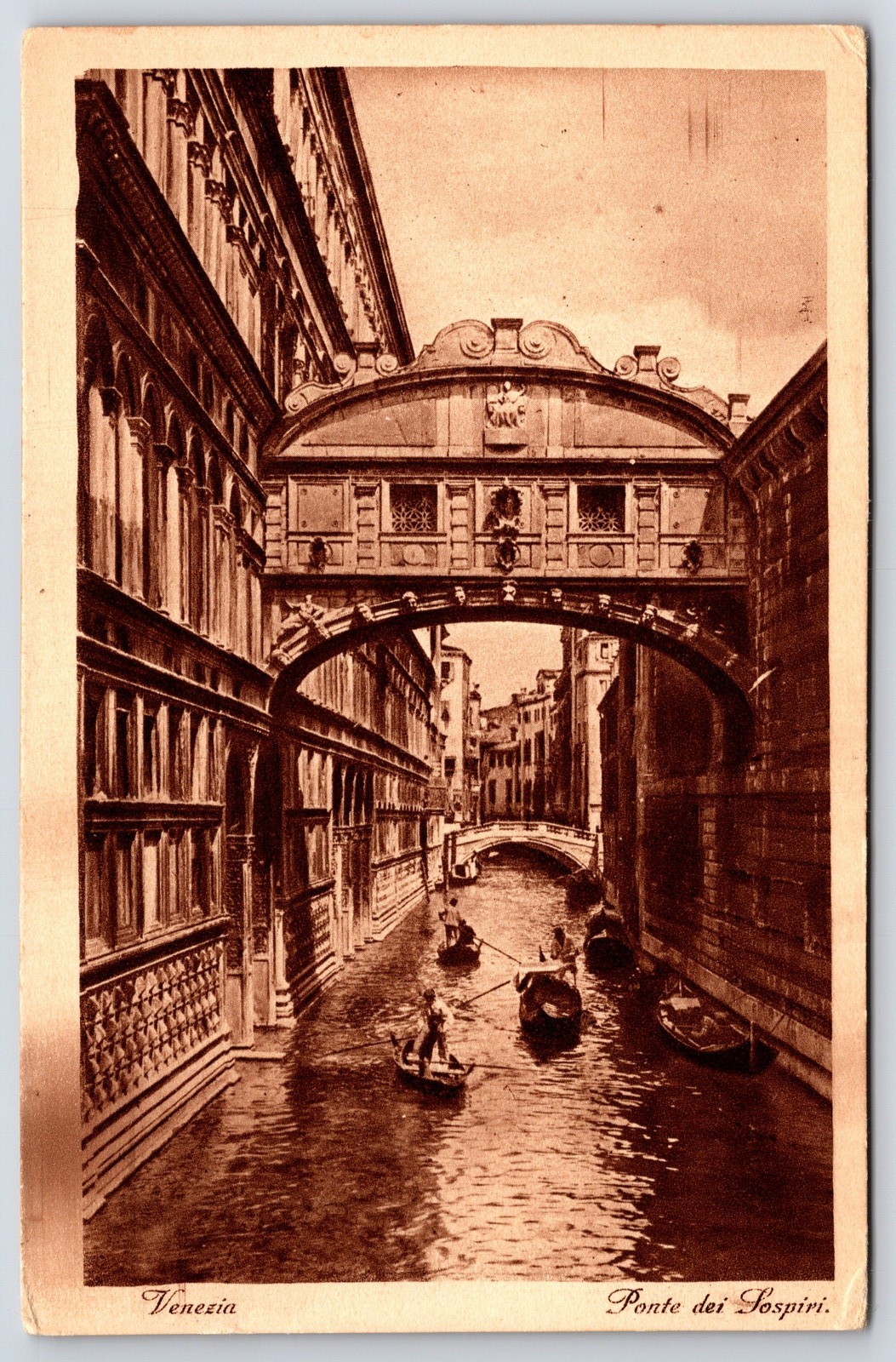 Vintage Venezia Ponte dei Sospiri Bridge of Sighs Venice Italy Postcard