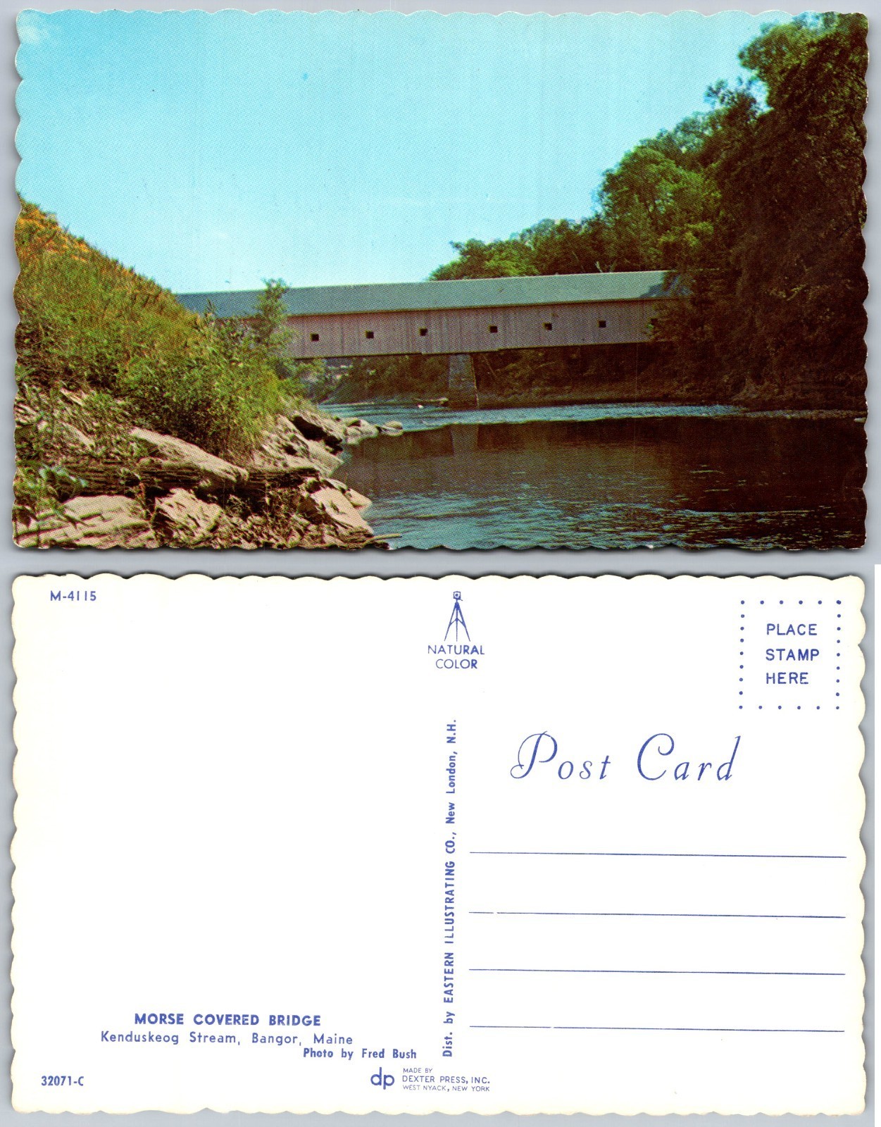 Morse Covered Bridge Bangor Maine Postcard