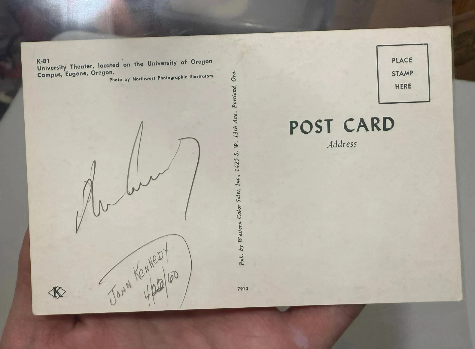 1960 President John F. Kennedy JFK Signed Autographed Postcard 1960 President John F. Kennedy JFK Signed Autographed Postcard