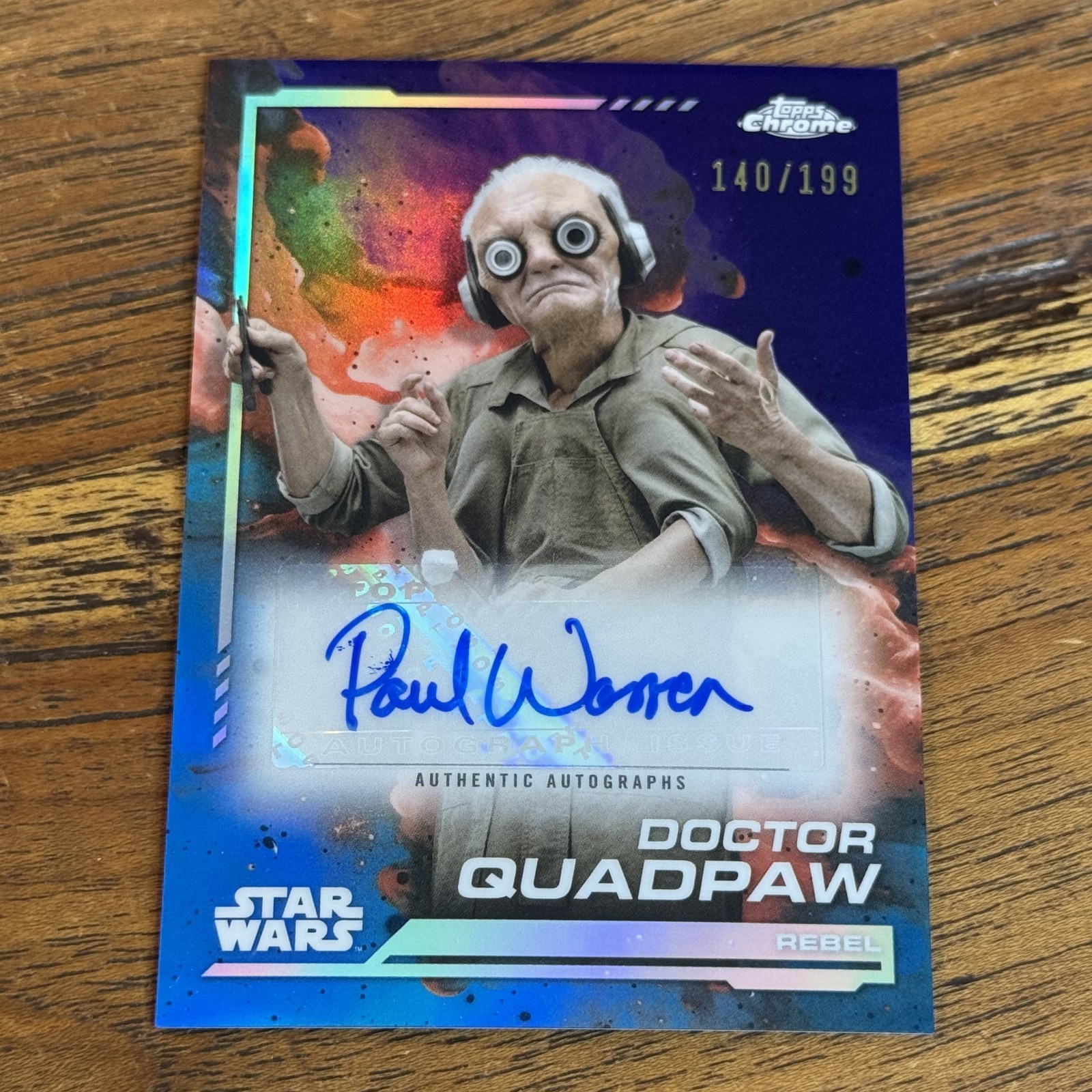 Paul Warren Doctor Quadpaw 2024 Topps Chrome Star Wars PURPLE /199 AUTO #AU-PW