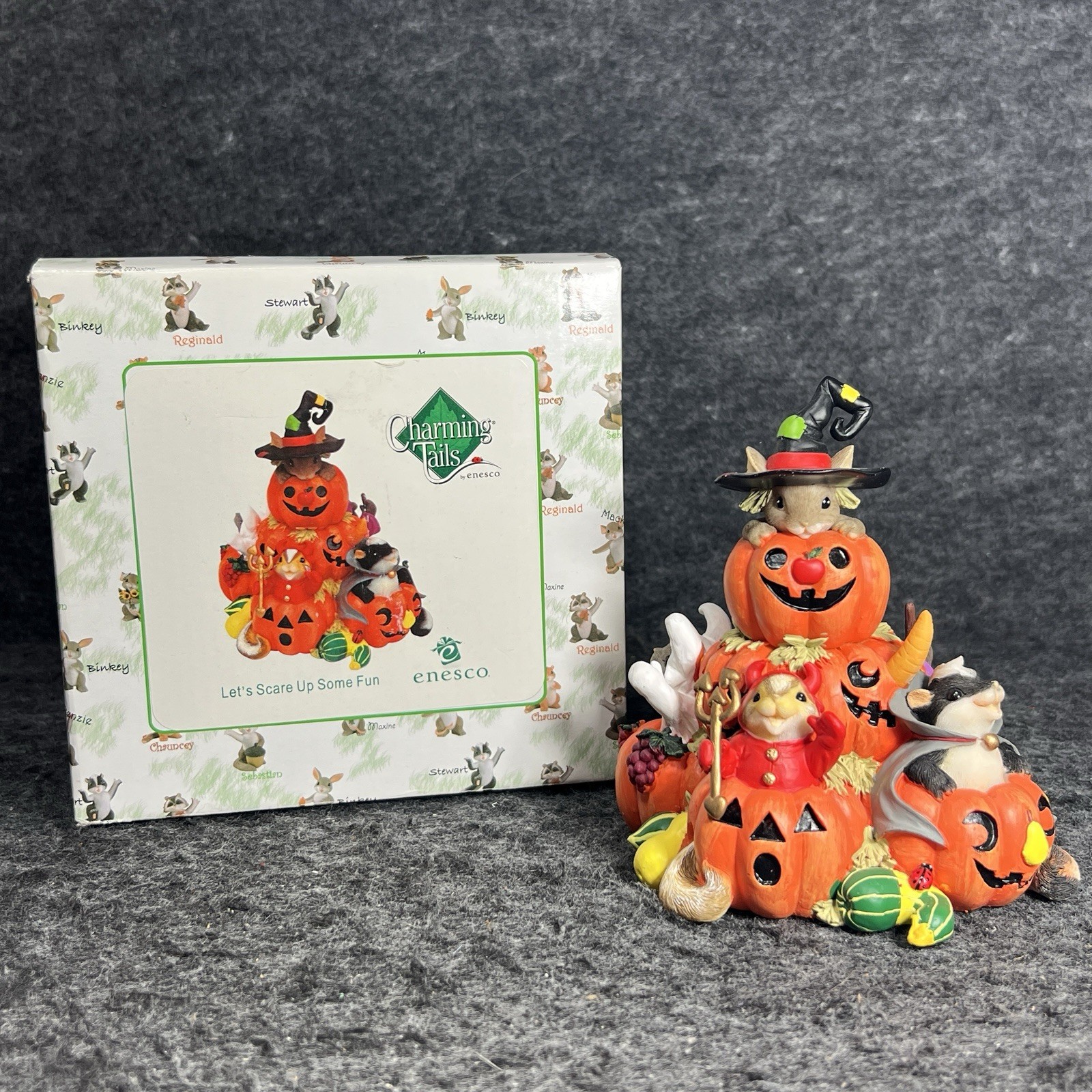 Charming Tails Let\'s Scare Up Some Fun  H4017315 Halloween Pumpkin Signed Rare