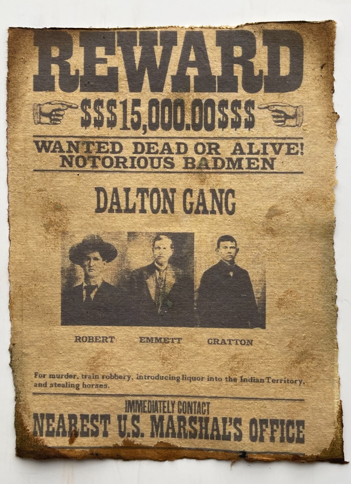 Wanted Poster - Vintage Style Western Print Wild West Dalton Gang Reward Poster