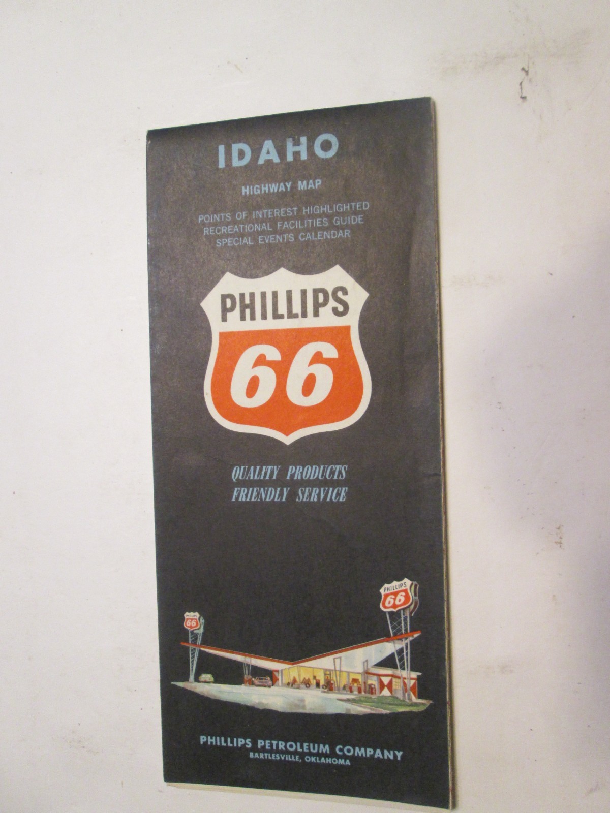 Phillips 66 Gas Oil Road Map of Idaho 1963