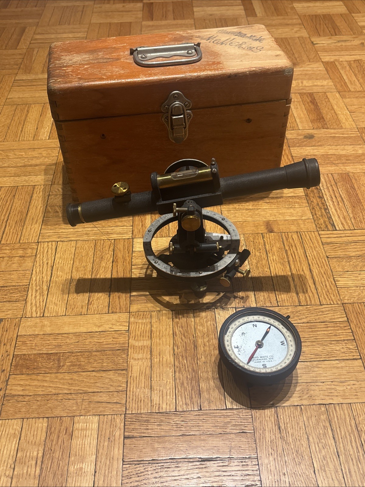 Vintage DAVID WHITE CO. Survey Surveyor Transit Level w/ Wood Box Vintage DAVID WHITE CO. Survey Surveyor Transit Level w/ Wood Box