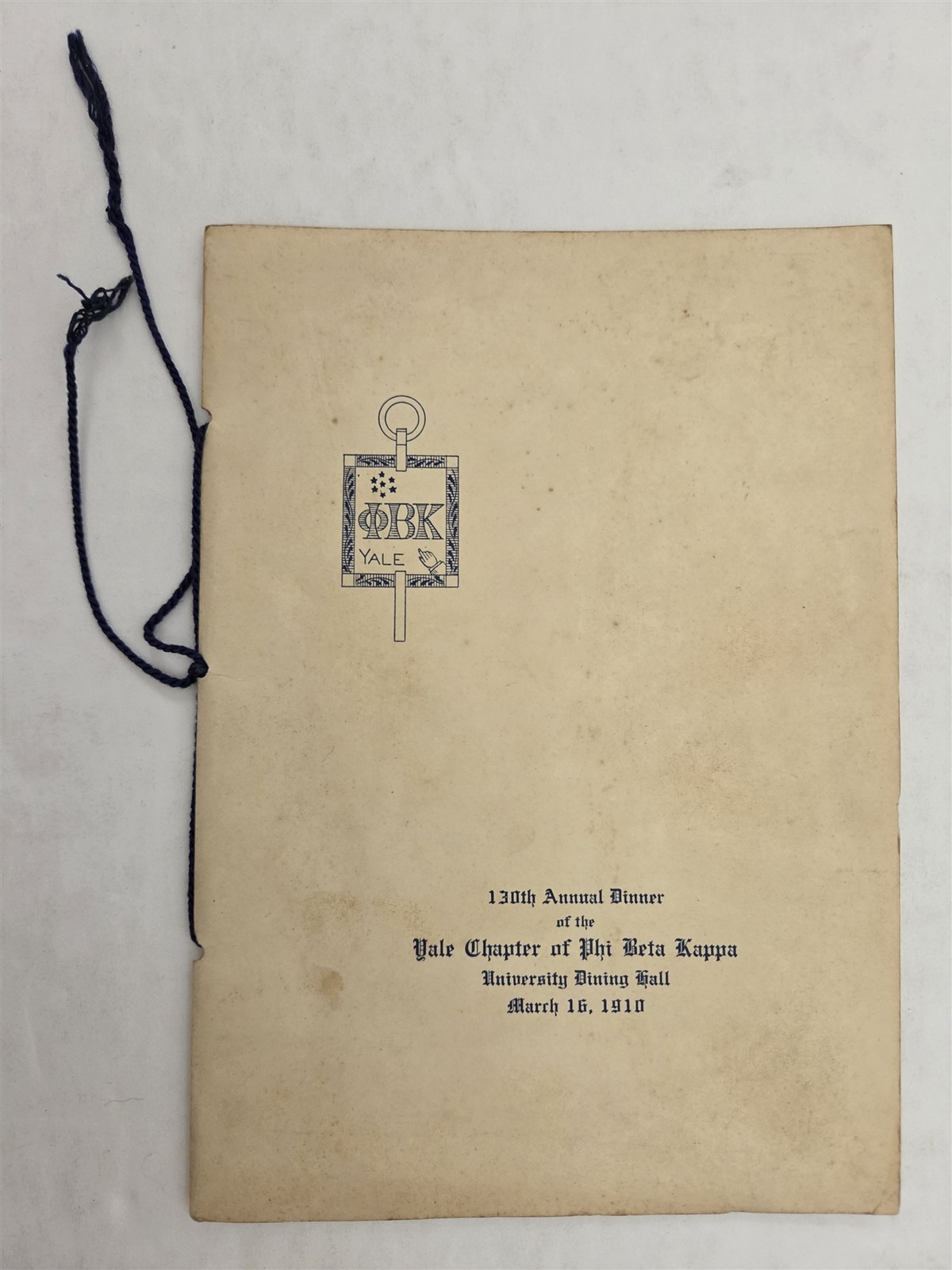 1910 antique YALE UNIVERSITY PHI BETA KAPPA MENU new haven ct DINNER PROGRAM