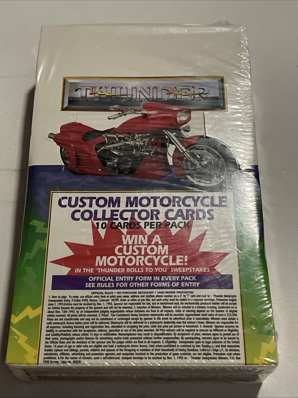 1993 Thunder Custom Motorcycle Cards Box Of 36 Sealed Packs New Sealed