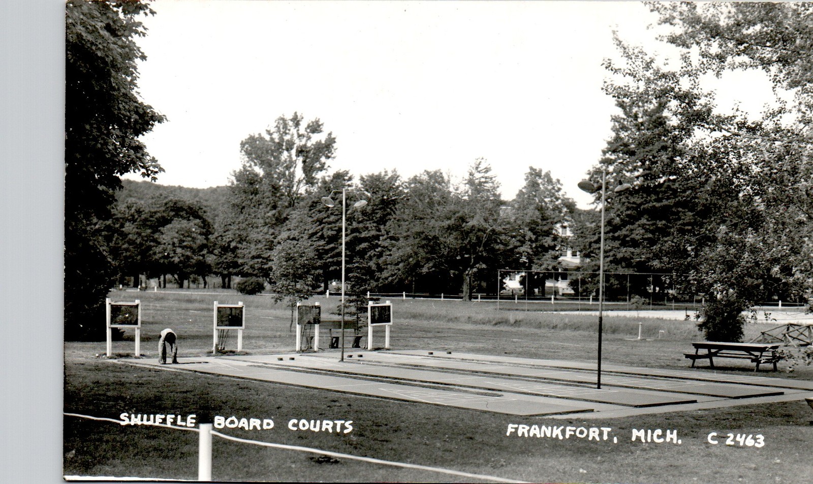 SHUFFLE BOARD COURTS frankfort mi c1950 postcard michigan real photo rppc