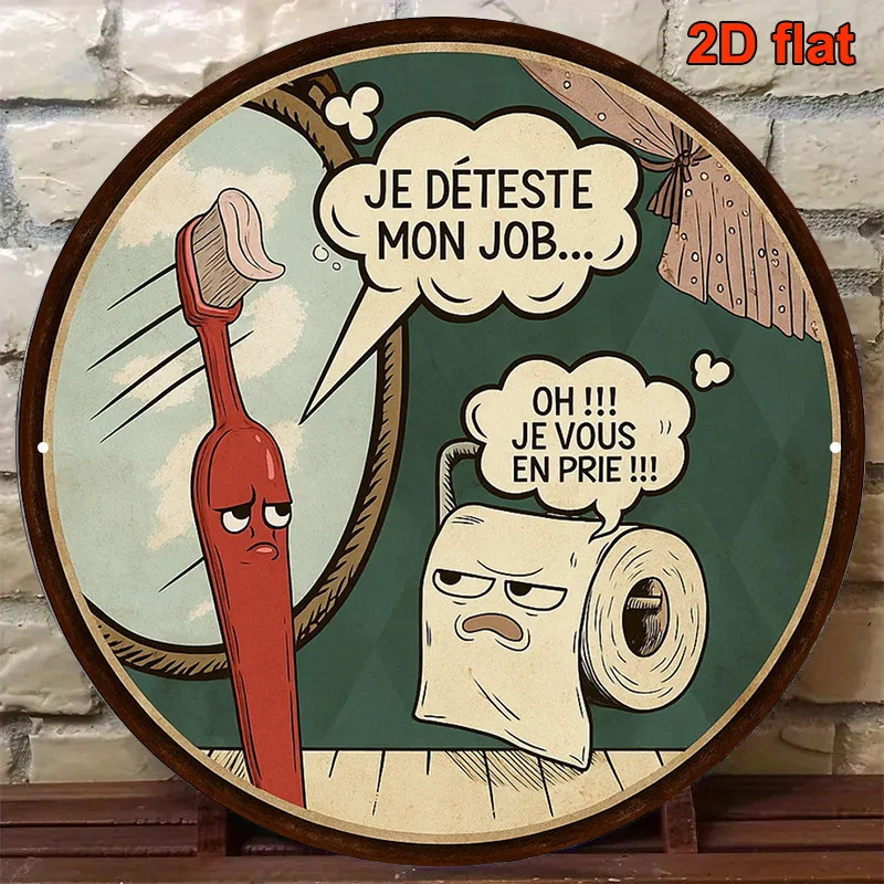Funny French Bathroom Vintage Toilet Paper Tin Metal Signs Home Décor 8x8 