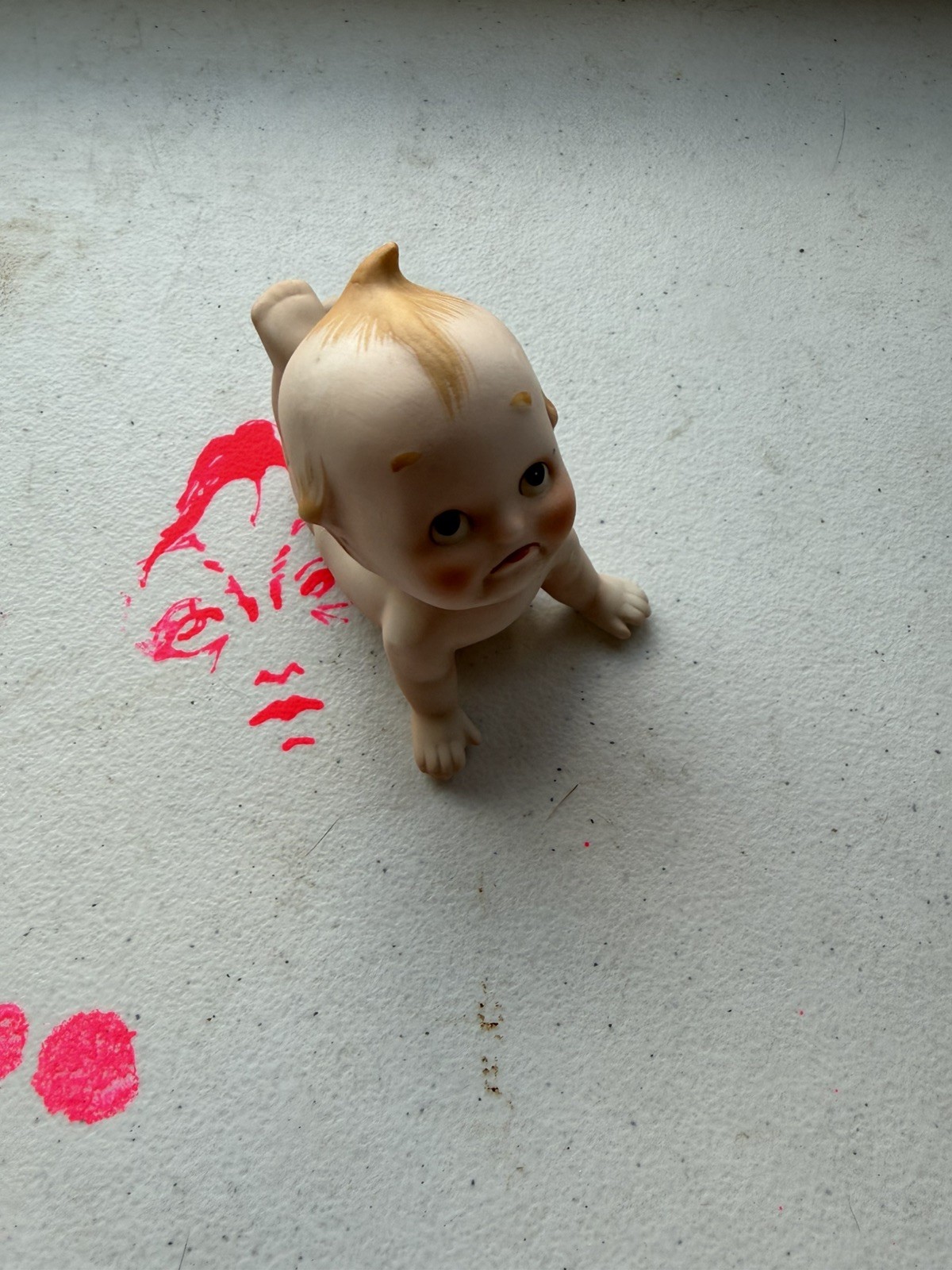 Vintage Lefton Kewpie Doll Pouting Piano Baby Bisque Porcelain Blue Wings KW 228 Vintage Lefton Kewpie Doll Pouting Piano Baby Bisque Porcelain Blue Wings KW 228