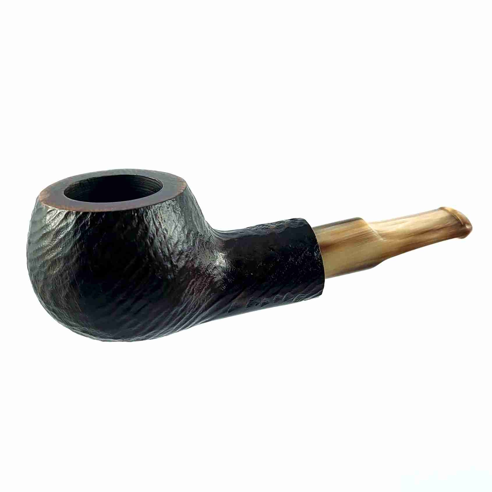 Mr. Brog New Handmade Tobacco Briar Wood Pipe no.94 Shorty Nose Warmer Black