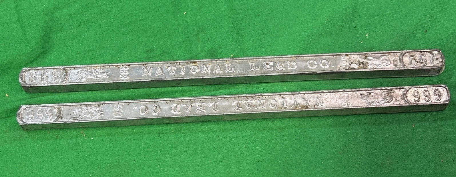 Vintage National Lead Co. 999 666 Dutch Boy Lead Bars 2.9 Lbs