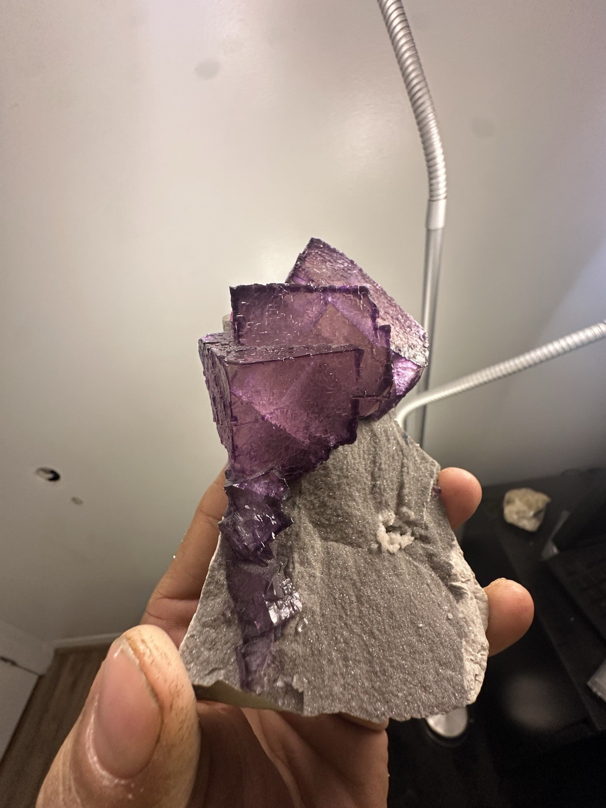 Super Aesthetic Stacked Purple Flourite Cubes On Dolomite From Elmwood Tennessee