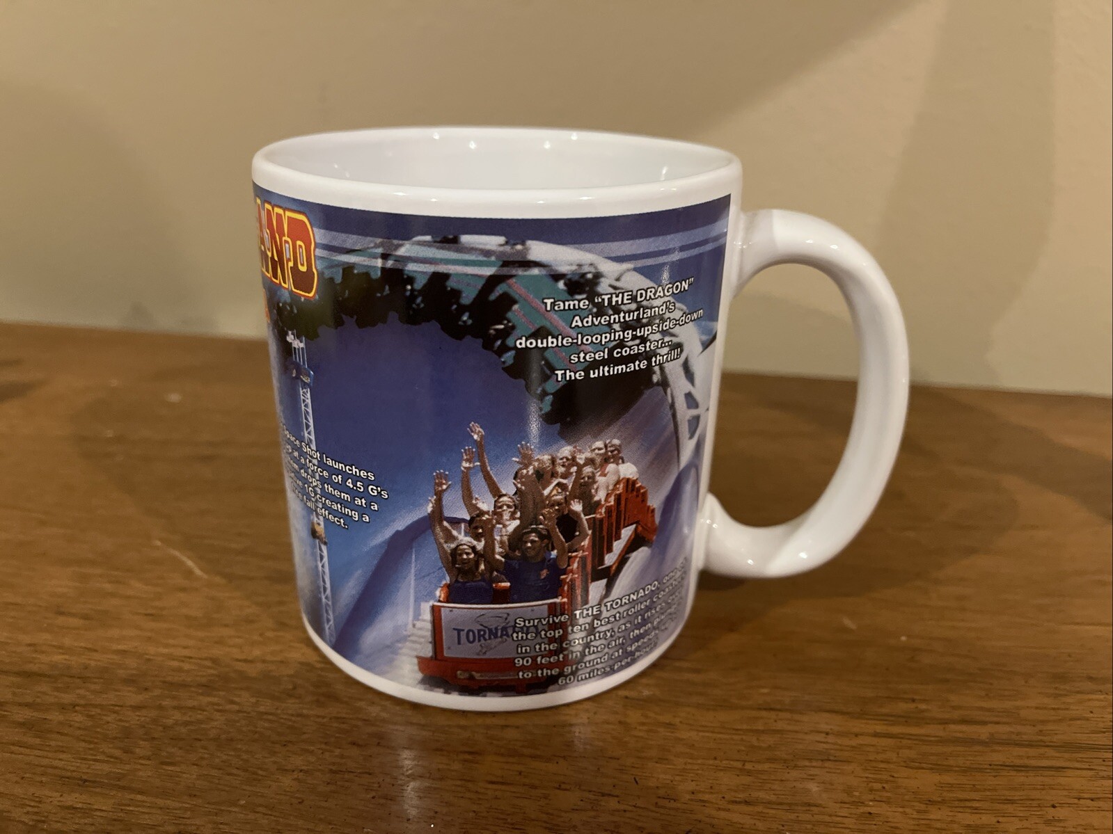 RARE, EXCLUSIVE Adventureland Park Iowa Ride Collage Coffee Mug - MINT