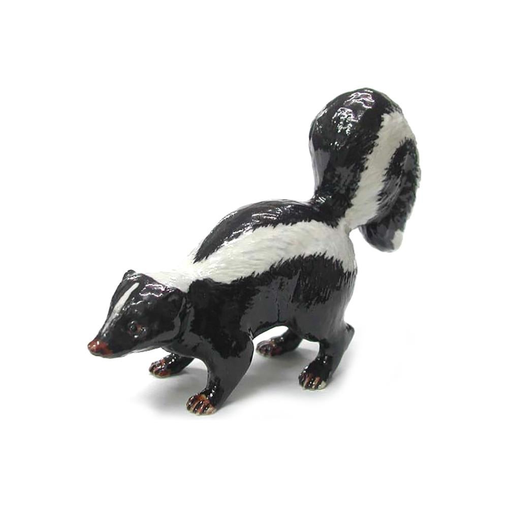 Northern Rose  Black and White Skunk Animal - Miniature Porcelain Figurine