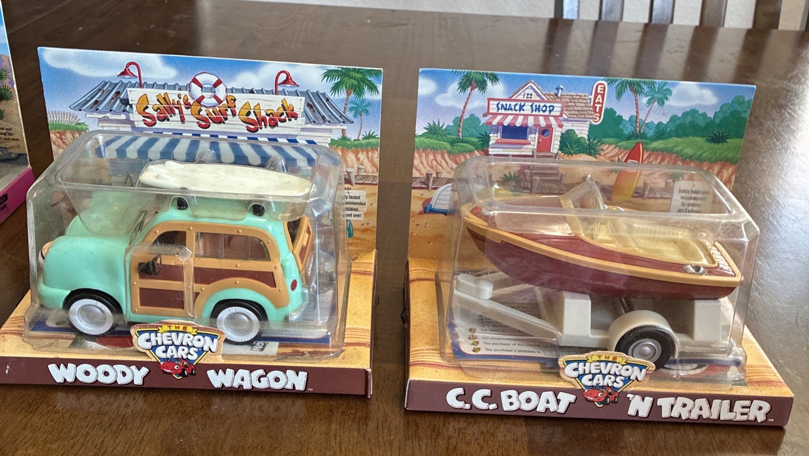 Chevron Cars Woody Wagon C.C. Boat 'N Trailer Lot of 2 - In The Original Boxes