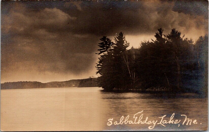 Vintage Postcard Storm Clouds Gather over Sabbathday Lake Maine ME         S526