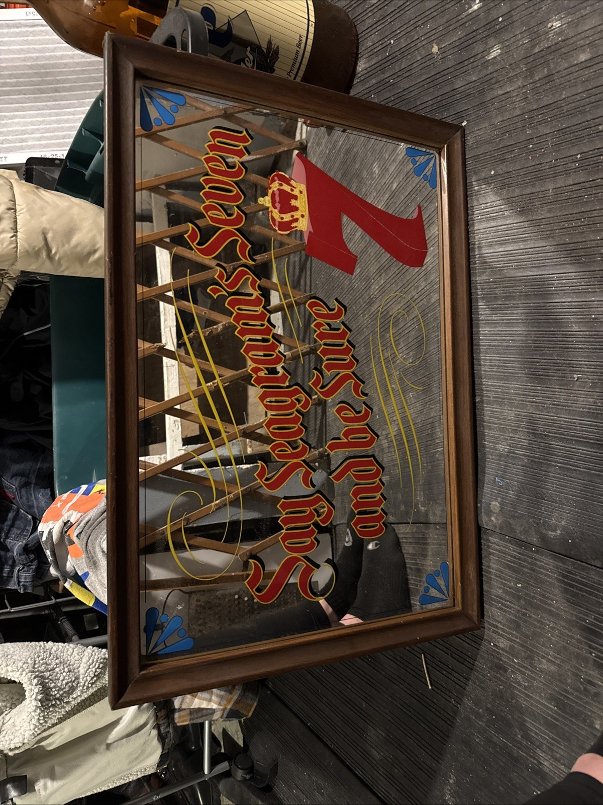 Vintage Seagram's 7 Whiskey Bar Pub Promotional Advertising Mirror Sign Vintage Seagram's 7 Whiskey Bar Pub Promotional Advertising Mirror Sign