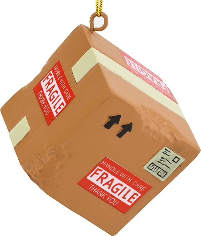 NO PACKAGING - Funny Damaged Shipping Delivery Package Christmas Ornaments