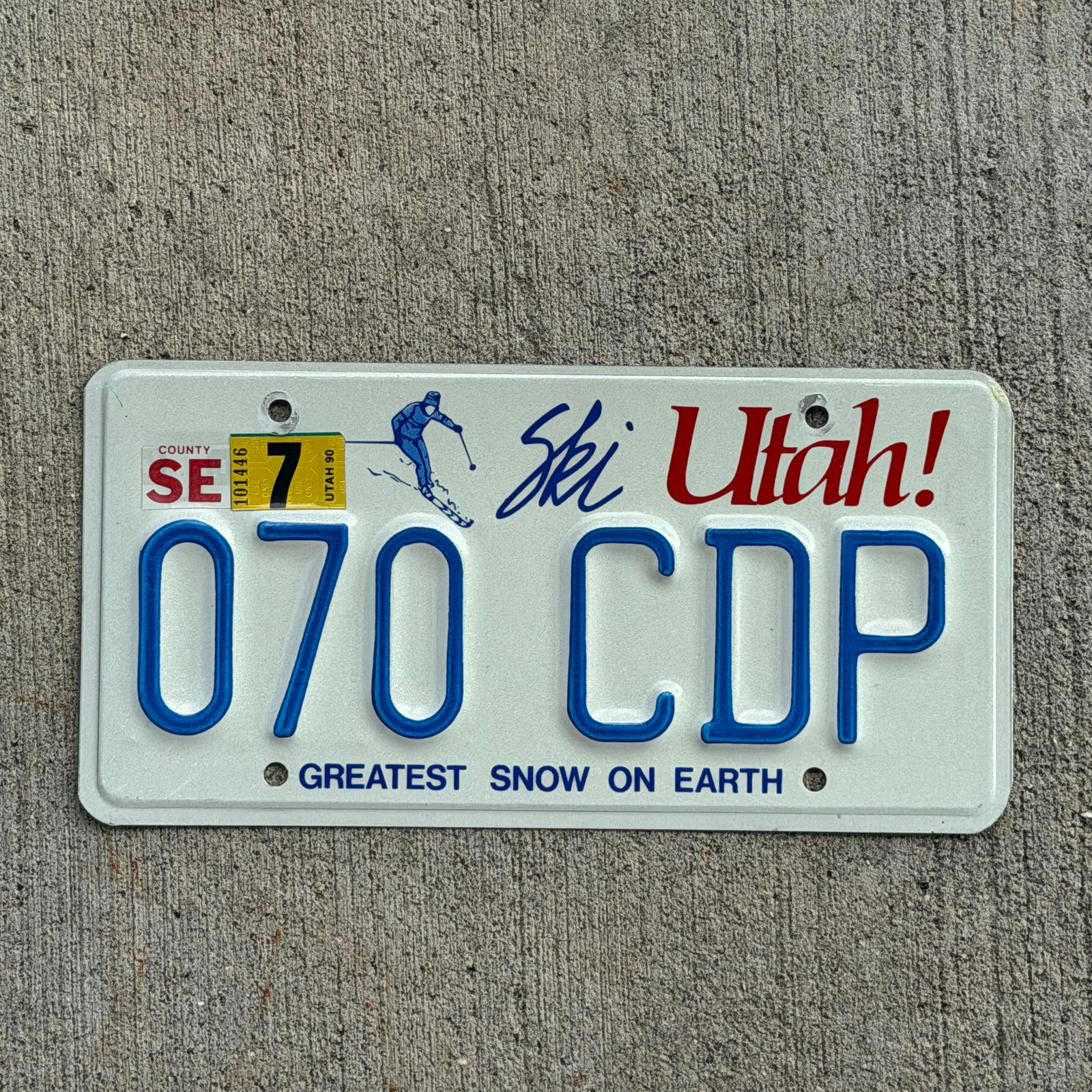 1986 1990 Utah License Plate Auto Tag 1 Vintage 070 CDP