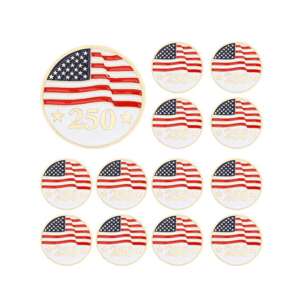 Dreuyet 12 Pcs America 250th Anniversary Pins for Women Men USA Flag Metal Lapel