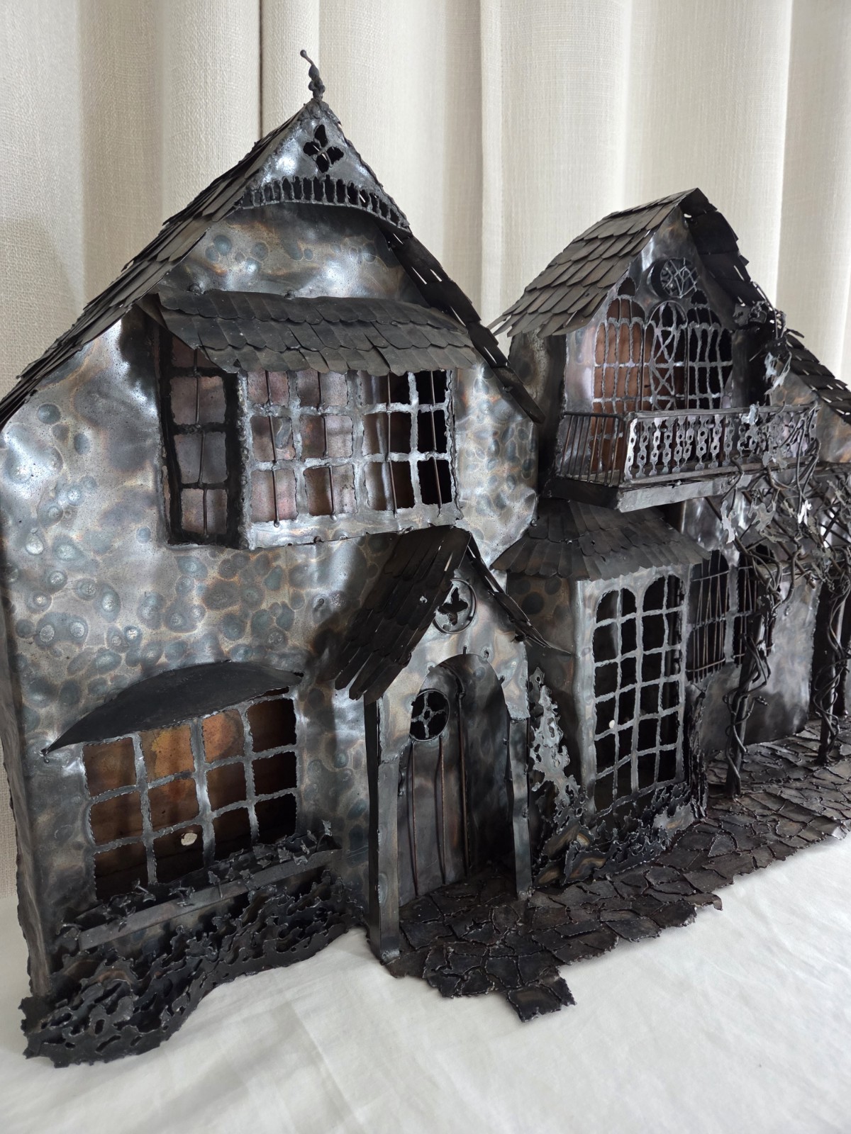 Metal Sculptured Gothic Handmade Dark Fantasy Haunted Castle House 