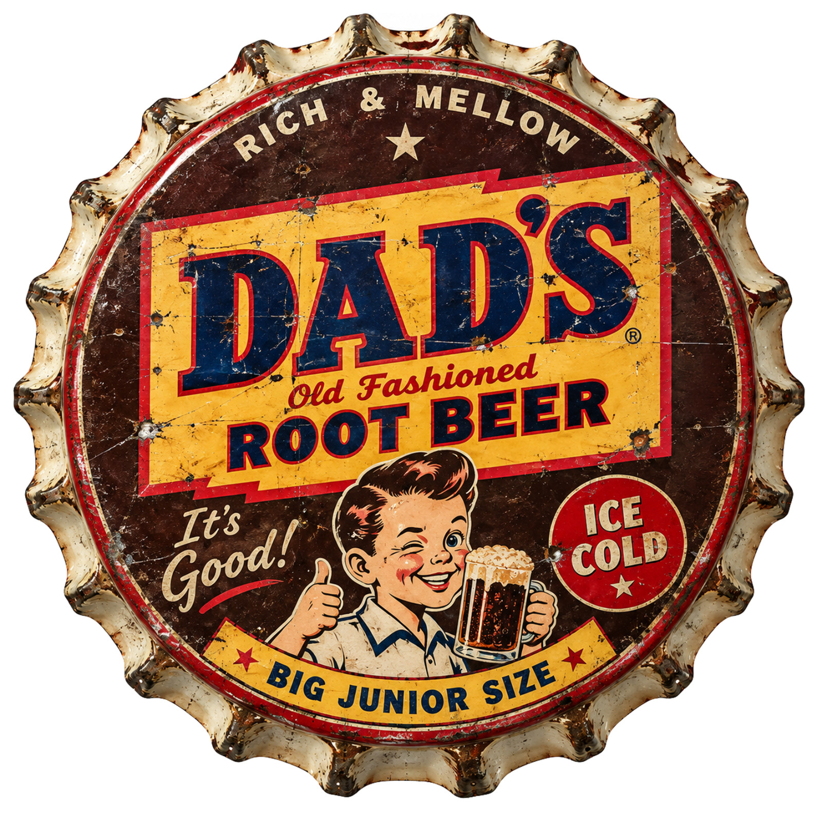Vintage 11.75 circle Dad's old fashion Root Beer cap
