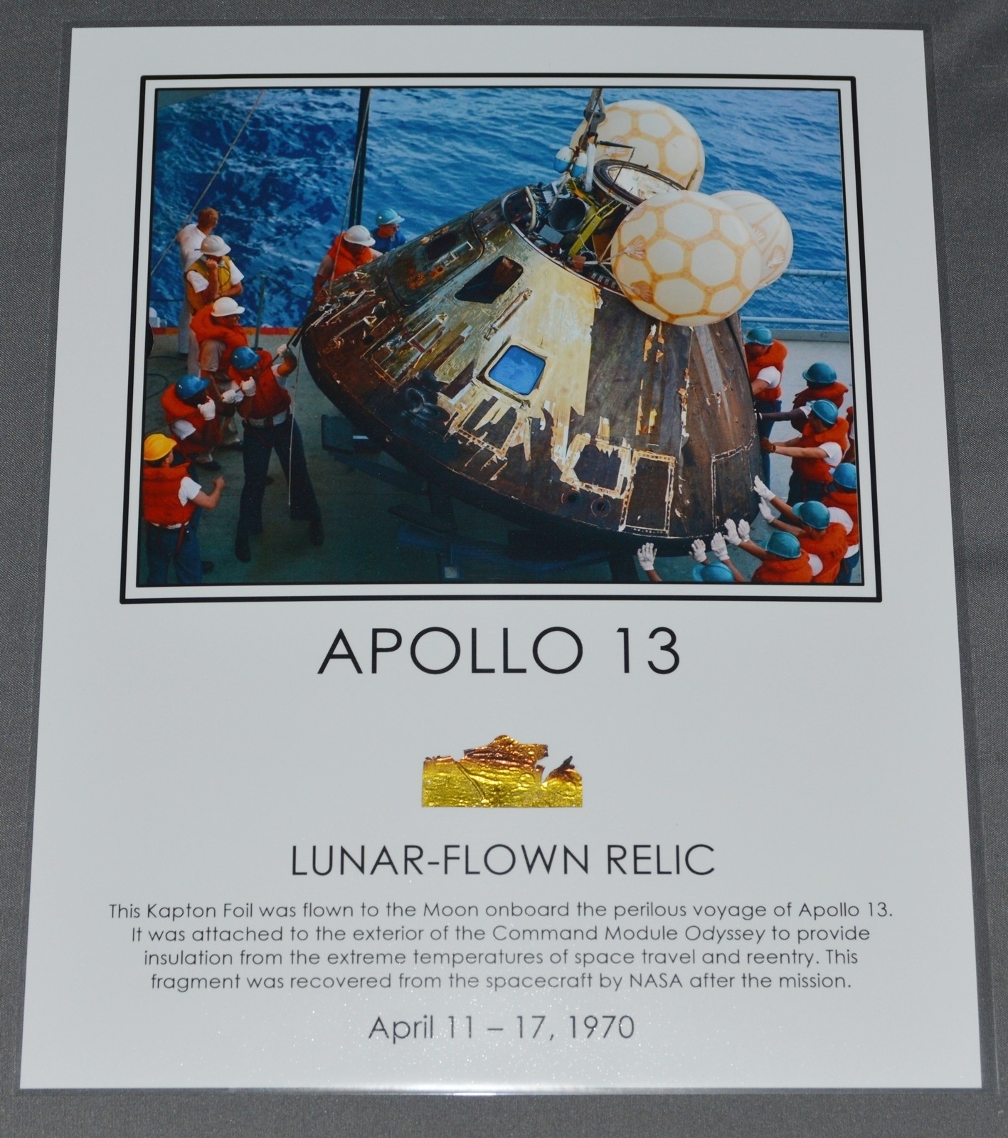 Apollo 13 Space Lunar Flown Kapton Foil Artifact Relic Fragment NASA Moon