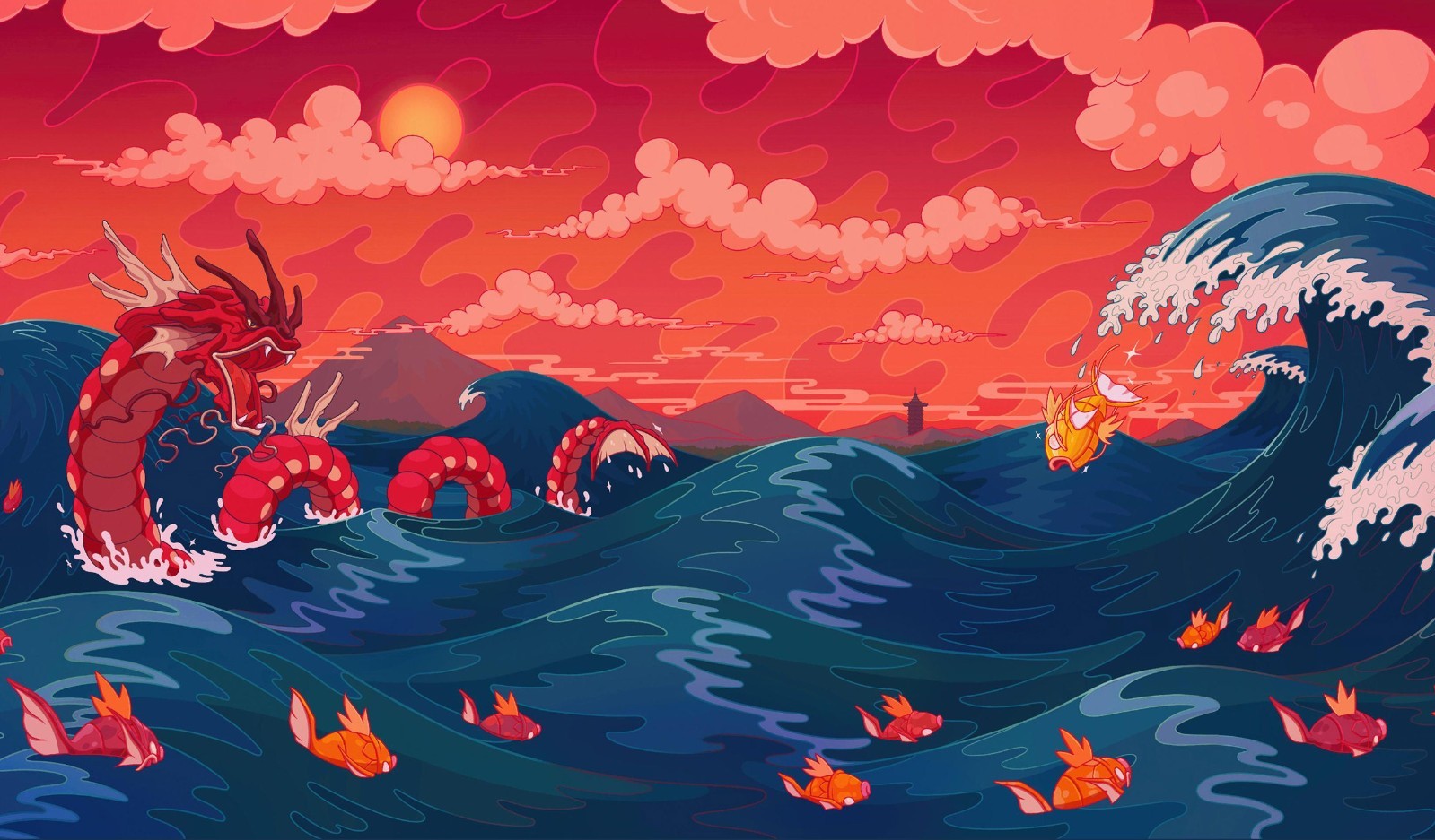 Shining Gyarados Pokemon TCG Playmat & Office Mousepad | Pokémon TCG 