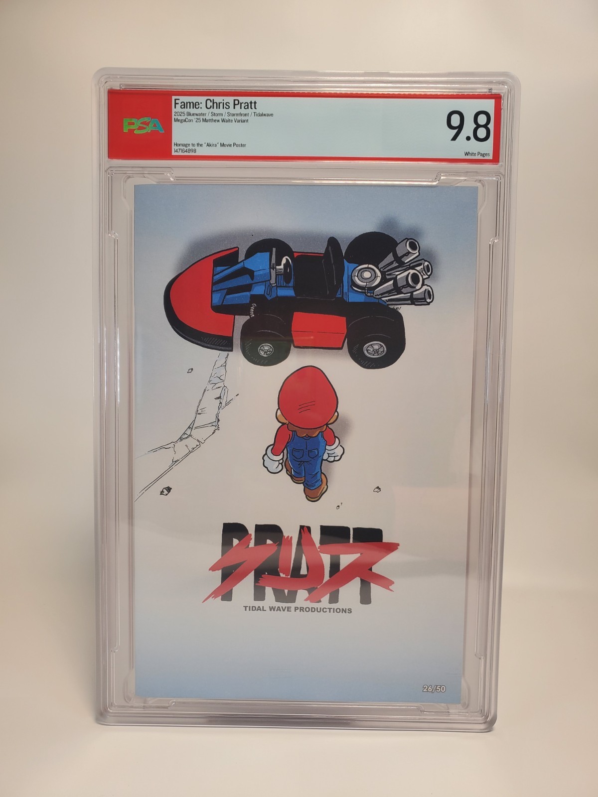 PSA 9.8  FAME: CHRIS PRATT 2025 MEGACON EXCLUSIVE MATTHEW WAITE MARIO KART 26/50