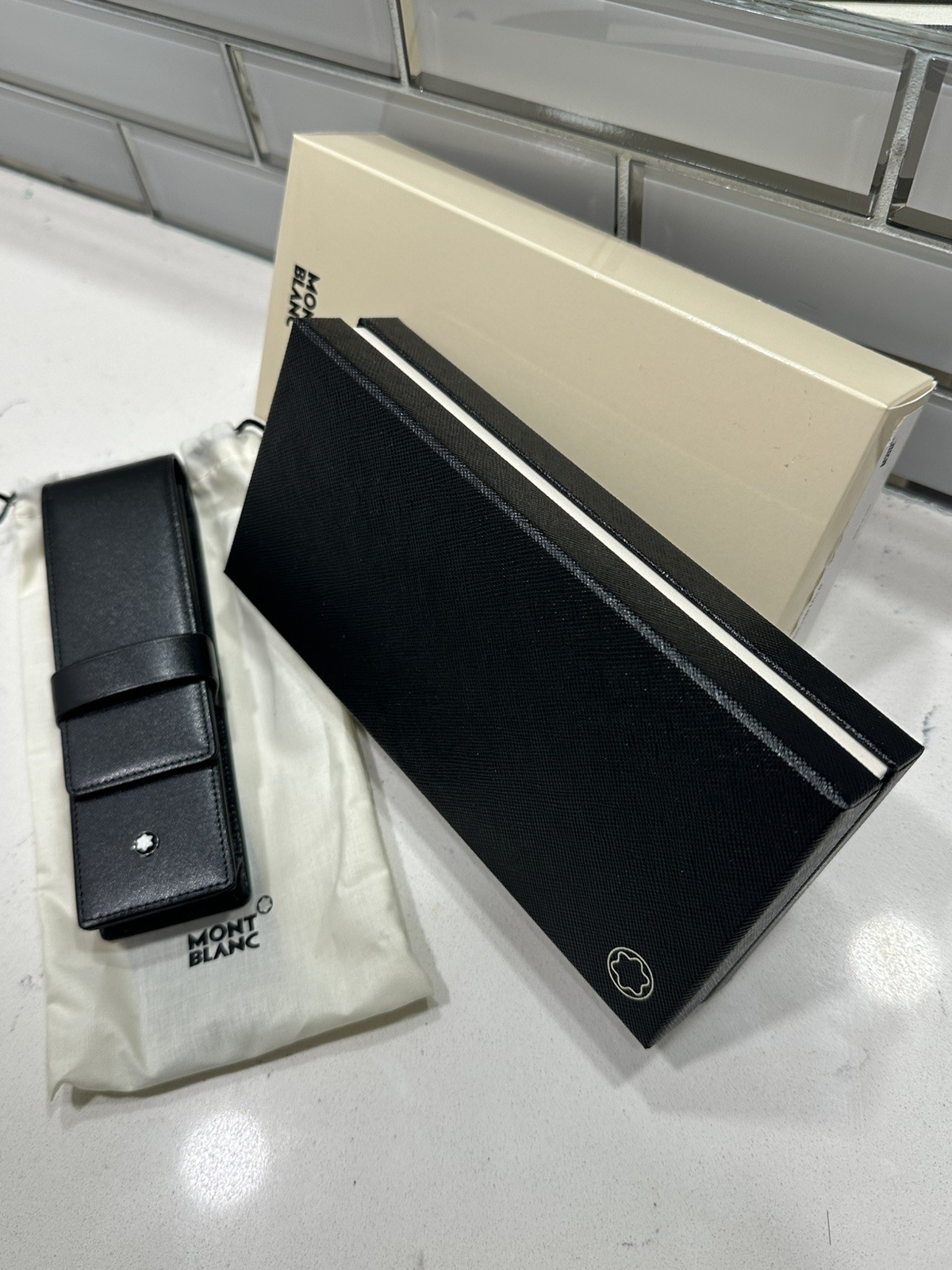 Montblanc Black Leather Siena 2 Pen Pouch (14311)