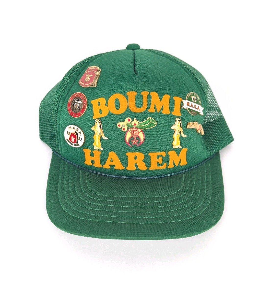 Vintage Boumi Harem Trucker Hat W/ 7 Pins MASA Shriners Masonic Shrine VA MD HTF