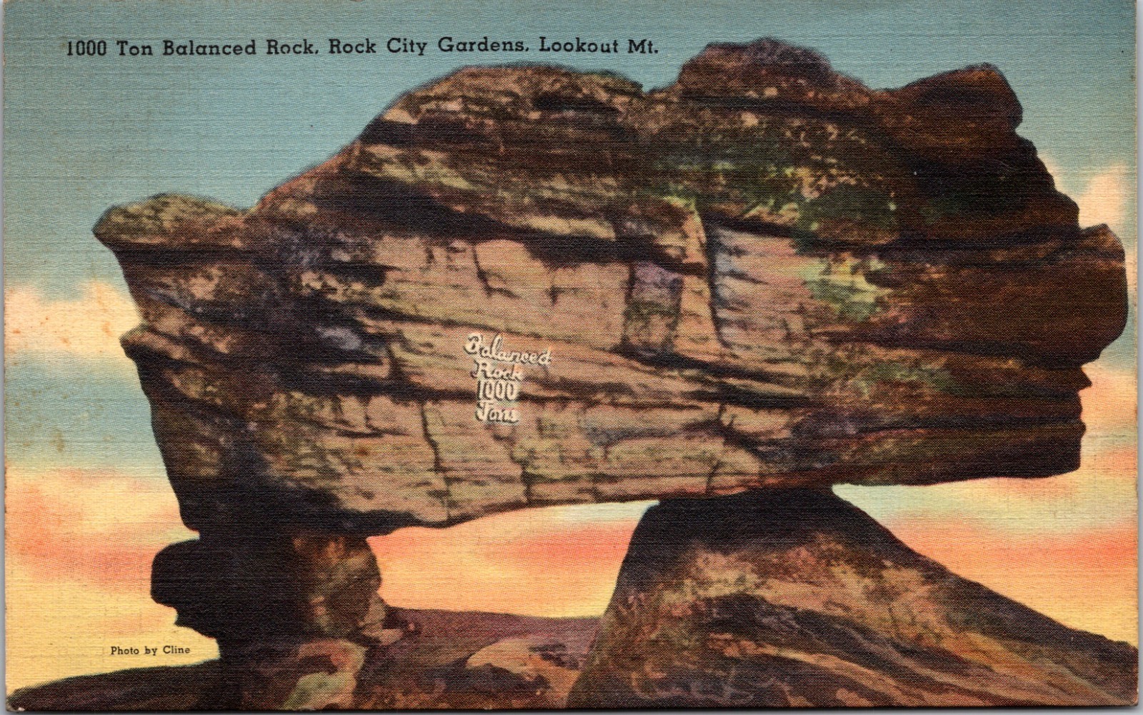 1000 Ton Balanced Rock Rock City Gardens Lookout Mt Vintage Postcard 1000 Ton Balanced Rock Rock City Gardens Lookout Mt Vintage Postcard