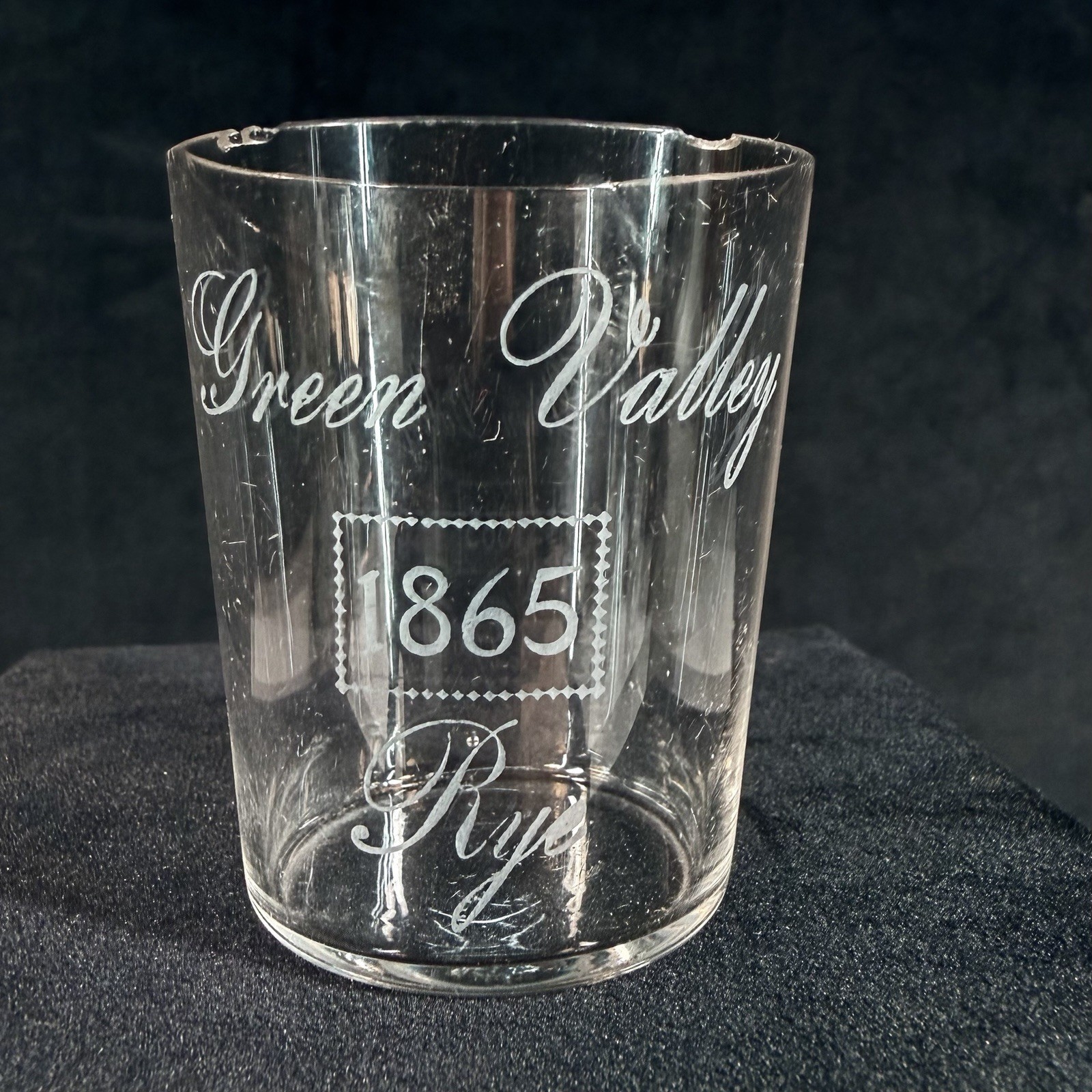 Antique Green Valley Rye Pre-Prohibition Shot Glass Scranton, PA - Chips on Rim
