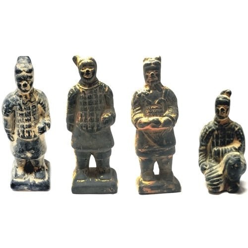 Set of 4 - Wang's Vintage Terracotta Warrior Soldier Mini Figurines (up to 3.5